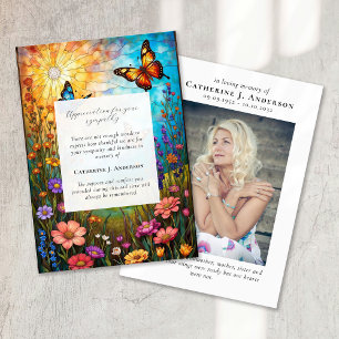 Carte De Remerciements Papillon Floral Photo Sympathy Funeral