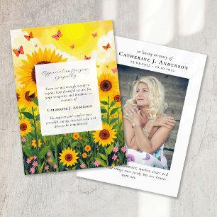 Carte De Remerciements Papillon Floral Photo Sympathy Funeral