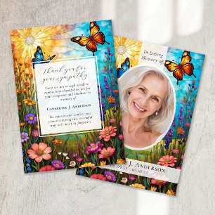 Carte De Remerciements Papillon Floral Photo Sympathy Funeral