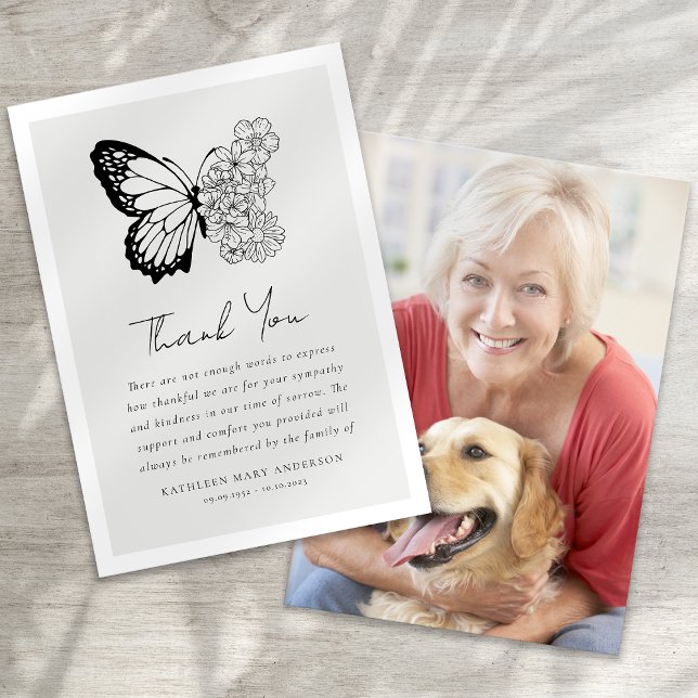 Carte De Remerciements Papillon floral Sympathy funérailles (Créateur téléchargé)