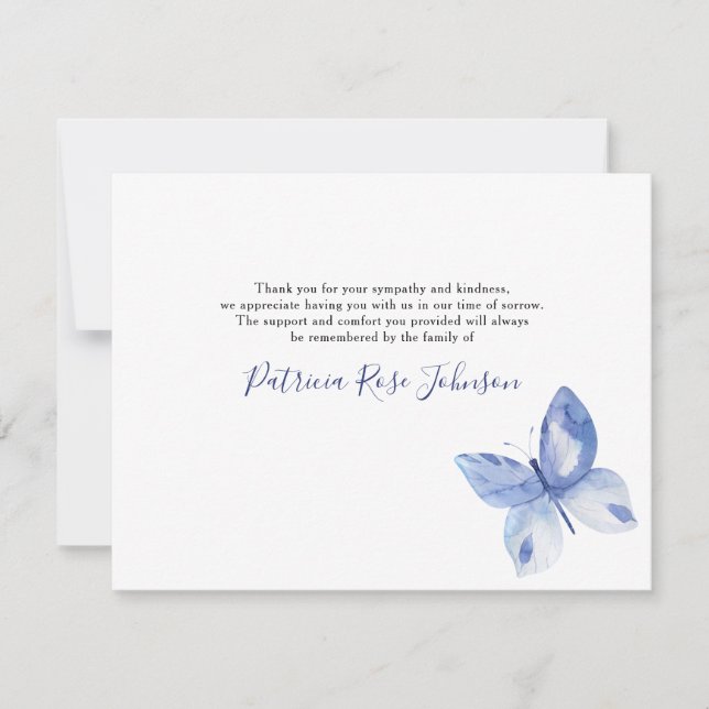Carte De Remerciements Papillon Funeral Thank You Note Card (Devant)