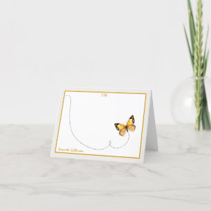 Carte De Remerciements Papillon orange jaune Papillon monogramme plié