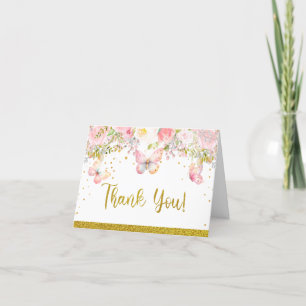 Carte De Remerciements Papillon rose