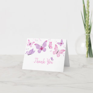 Carte De Remerciements Papillon rose violet Anniversaire