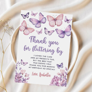 Carte De Remerciements Papillon rose violet Anniversaire