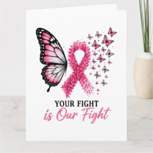 Carte De Remerciements Papillon Ruban Rose de Sensibilisation au Cancer d