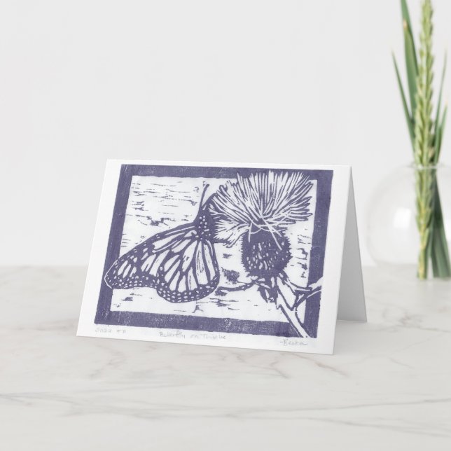 Carte De Remerciements Papillon sur chardon Bois japonais Imprimer (Devant)