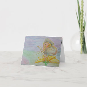 Carte De Remerciements Papillon sur la fleur jaune