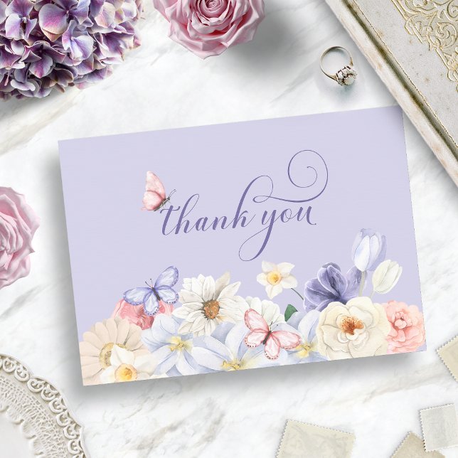 Carte De Remerciements Papillon Violet (Purple Butterfly Thank You Card
)
