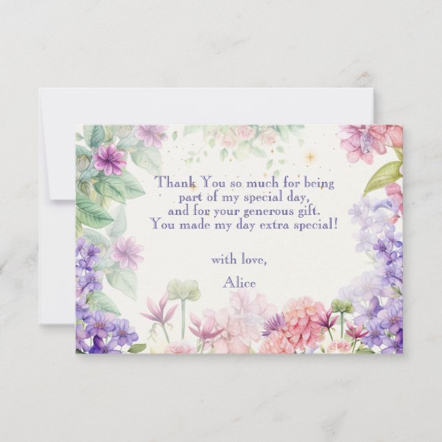 Carte De Remerciements Papillonner et tournoyer Jardin de fées aquarelle  (Devant)