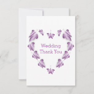 Carte De Remerciements Papillons de couleur violet Mariage de design