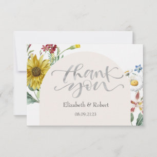 Carte De Remerciements Papillons de tournesol Fleur sauvage chic