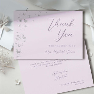 Carte De Remerciements Papillons de toute une vie Lilas Mariage Paillette