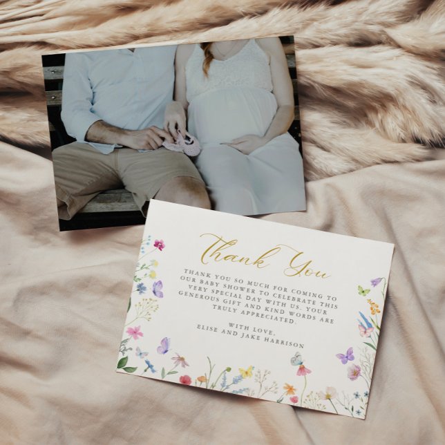 Carte De Remerciements Papillons Enchantés Livres Floraux Pour Bébé (Créateur téléchargé)