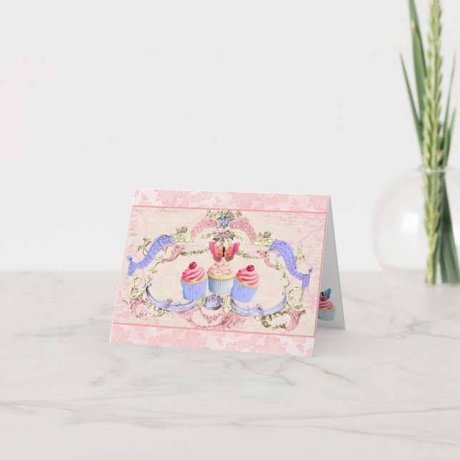 Carte De Remerciements Papillons et Cupcakes (Devant)