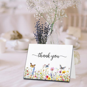 Carte De Remerciements Papillons et Fleur sauvage Script moderne