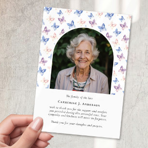 Carte De Remerciements Papillons Lilac Bleu Sympathie Photo Funérailles