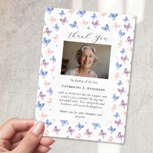 Carte De Remerciements Papillons Lilac Bleu Sympathie Photo Funérailles