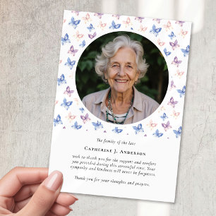 Carte De Remerciements Papillons Lilac Bleu Sympathie Photo Funérailles