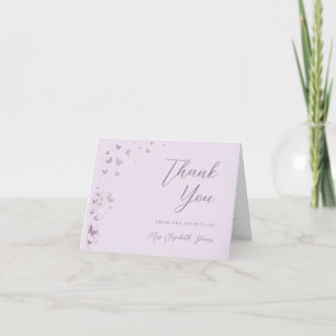 Carte De Remerciements Papillons Lilac Silver Mariage Plié