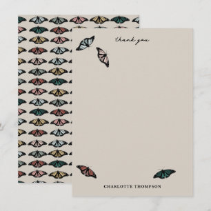 Carte De Remerciements Papillons neutres modernes Motif de jardin