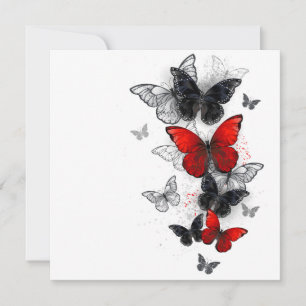 Carte De Remerciements Papillons noirs et rouges volants