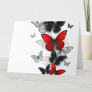 Carte De Remerciements Papillons noirs et rouges volants