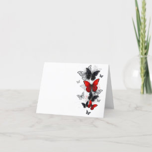Carte De Remerciements Papillons noirs et rouges volants