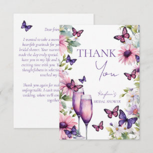 Carte De Remerciements Papillons shower de mariage violet
