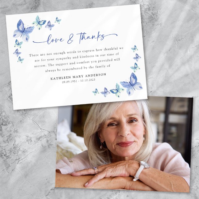 Carte De Remerciements Papillons Sympathy Photo Funérailles (Créateur téléchargé)