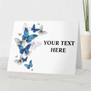 Carte De Remerciements Papillons volants bleus Morpho