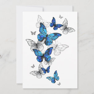 Carte De Remerciements Papillons volants bleus Morpho
