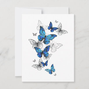 Carte De Remerciements Papillons volants bleus Morpho