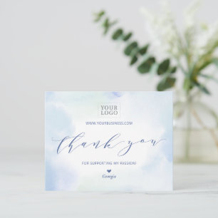 Carte De Remerciements Paquet de logo d'entreprise à l'aquarelle bleue Me