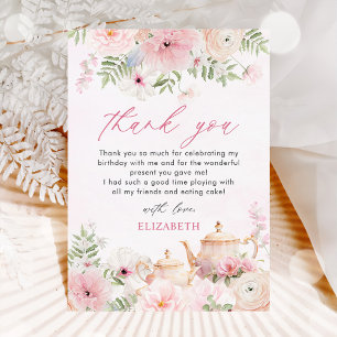Carte De Remerciements Par tea Floral Tea Girl Anniversaire