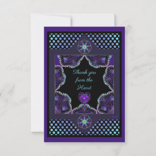 Carte De Remerciements Parapluie violet & coeurs .7