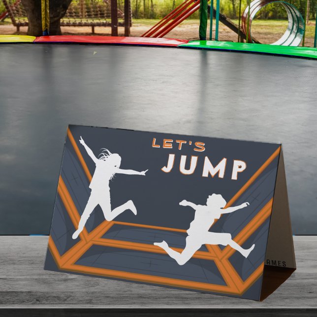 Carte De Remerciements Parc de trampoline Let's Jump Orange Fête d'annive (Trampoline Park Let's Jump Orange Birthday Party Thank You Card
)
