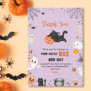 Carte De Remerciements Parfaitement Un Chat Boo-day Halloween 1er Anniver