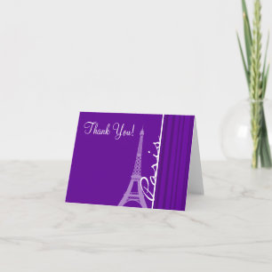 Carte De Remerciements Paris; Dark Violet Vertical Stripes