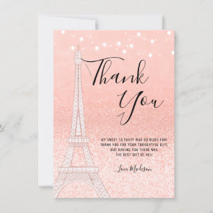 Carte De Remerciements Paris Rose Gold Parties scintillant Lights Sweet 1