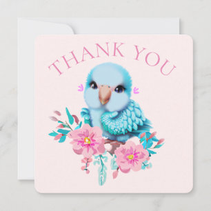 Carte De Remerciements Parrot Bébé Bleu mignon et adorable