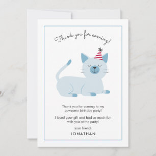 Carte De Remerciements Parti Anniversaire de enfant de chat mignonne
