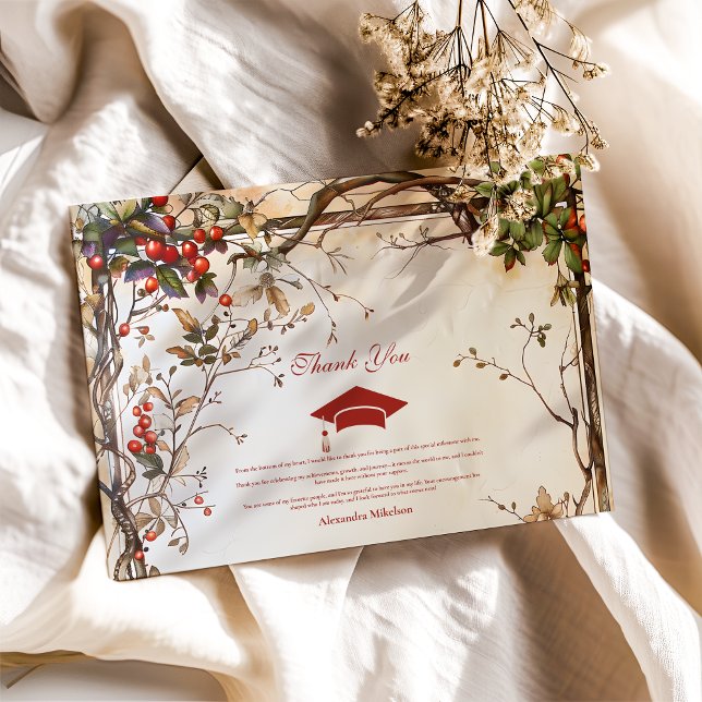 Carte De Remerciements Parti des diplômés Fleur sauvage rustiques (Créateur téléchargé)