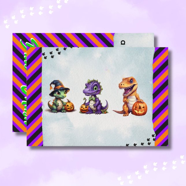 Carte De Remerciements Parti Dino-Mash d'Halloween (Halloween Dinosaur "Thank You" Card)