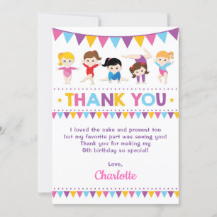 Carte De Remerciements Partie rose Girly de gymnase d'anniversaire de