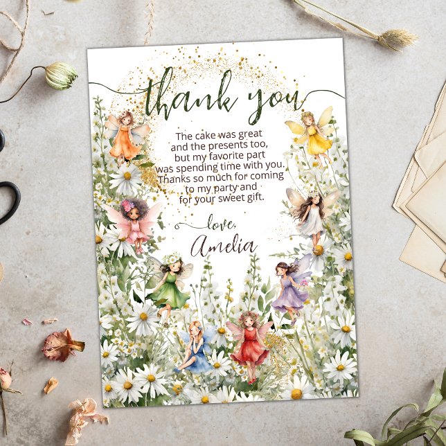 Carte De Remerciements Parties scintillant colorée de fées mignonnes (Créateur téléchargé)