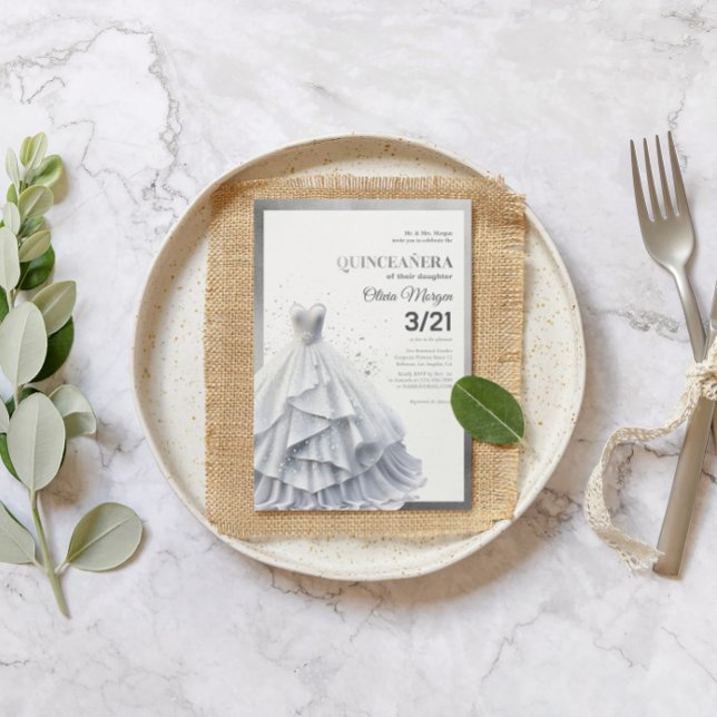 Carte De Remerciements Parties scintillant d'argent Lux glamour et robe f (Créateur téléchargé)