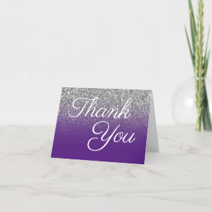 Carte De Remerciements Parties scintillant d'argent Royal violet Ombre