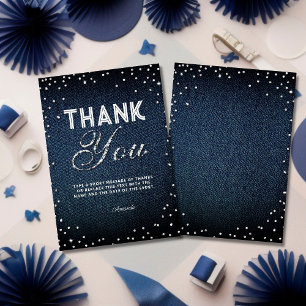 Carte De Remerciements Parties scintillant de diamants Denim Rhinestones 