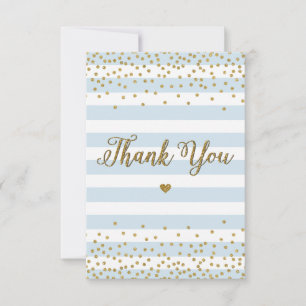 Carte De Remerciements Parties scintillant d'or bleu clair Baby shower ga